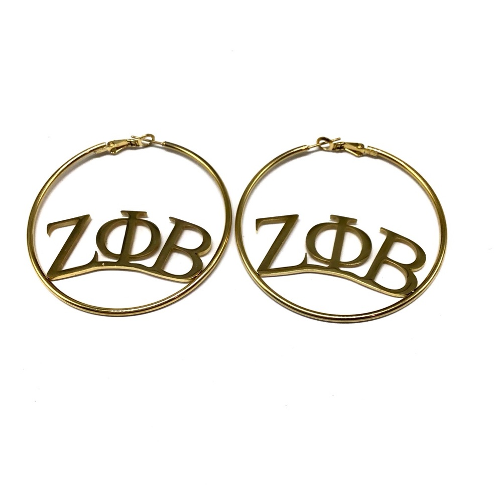 Zeta Phi Beta Gold Hoop Earrings